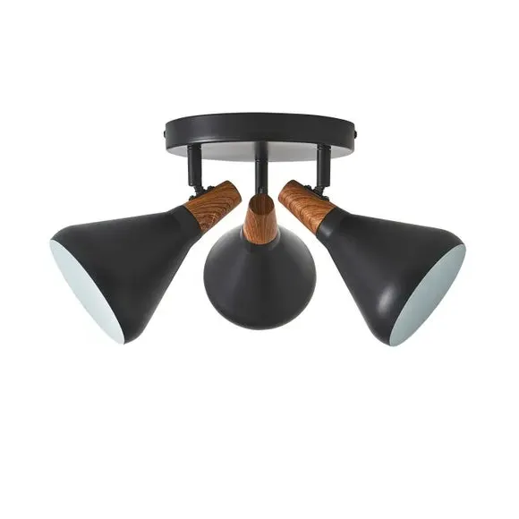 3-Light Semi Flush Spotlight - Black