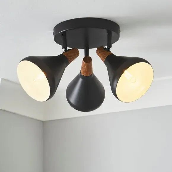 3-Light Semi Flush Spotlight - Black image