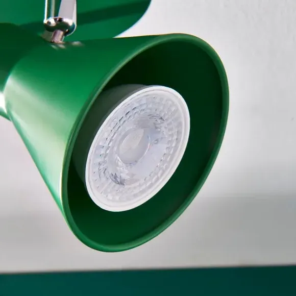 3-Light Semi Flush Spotlight - Green, Metal