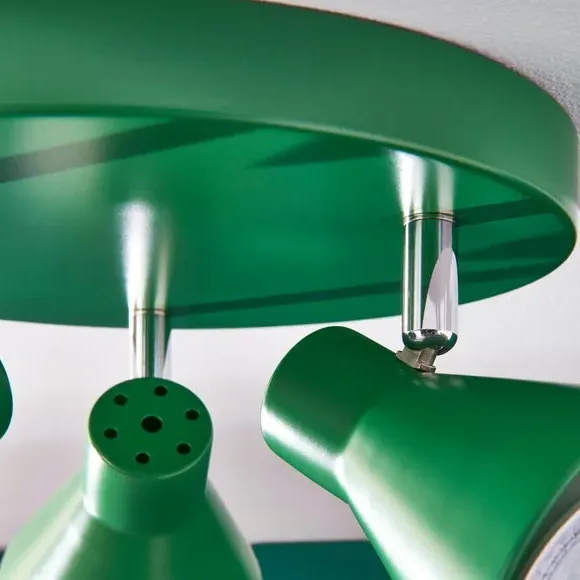 3-Light Semi Flush Spotlight - Green, Metal