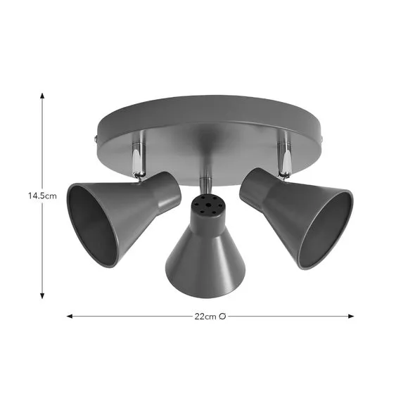 3-Light Semi Flush Spotlight - Green, Metal