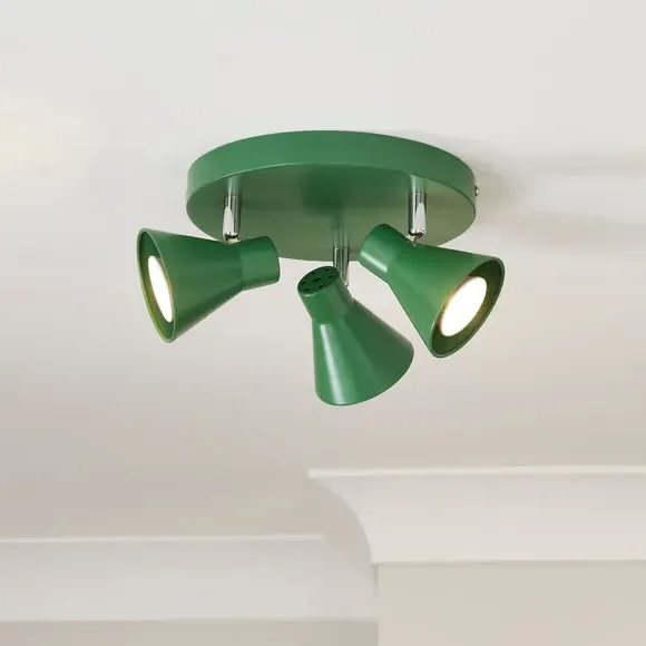 3-Light Semi Flush Spotlight - Green, Metal image