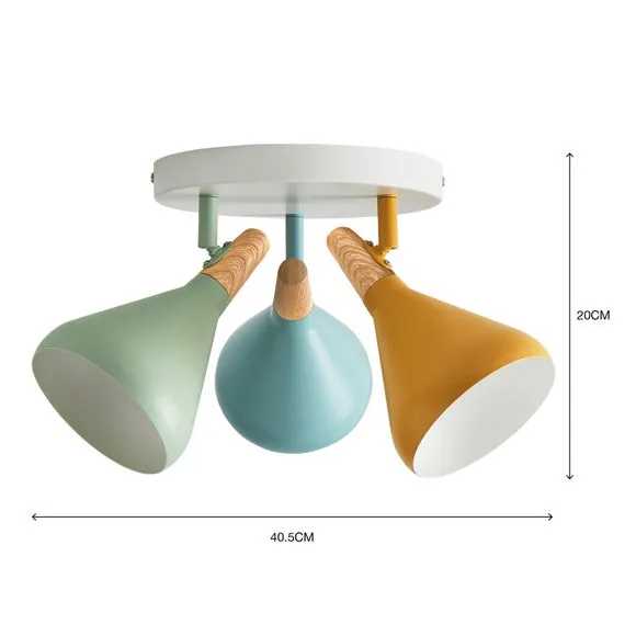 3-Light Semi Flush Spotlight - Multicolor