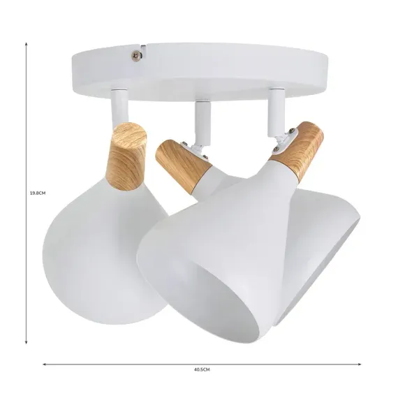 3-Light Semi Flush Spotlight - White