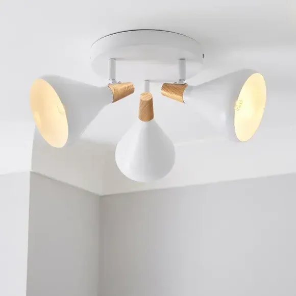 3-Light Semi Flush Spotlight - White