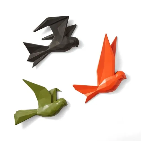 3-Piece Birds Wall Art Set - Multicolor, Polyresin