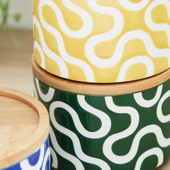 3-Piece Stacking Kitchen Canisters - Stoneware