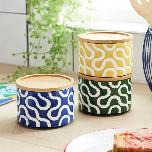 3-Piece Stacking Kitchen Canisters - Stoneware image