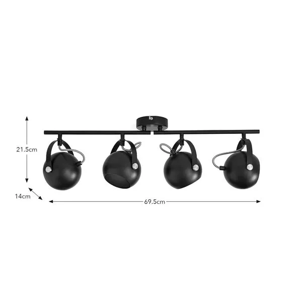 4-Light Adjustable Spotlight Bar - Black