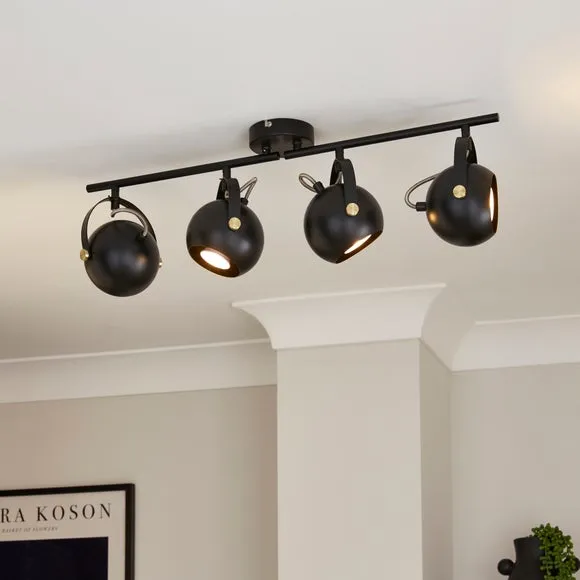 4-Light Adjustable Spotlight Bar - Black