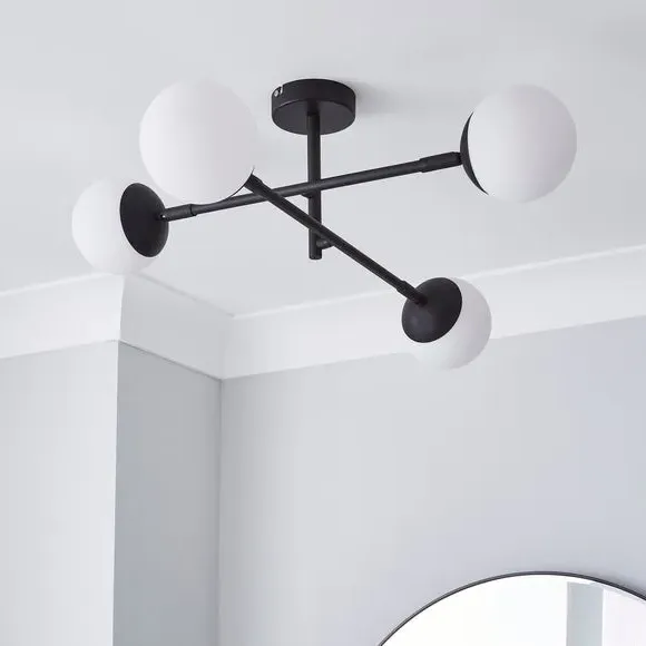 4-Light Semi Flush Ceiling Light - Black