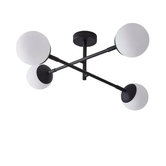 4-Light Semi Flush Ceiling Light - Black