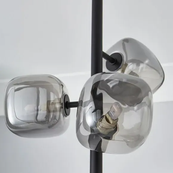 4-Light Semi Flush Ceiling Light - Black, Glass