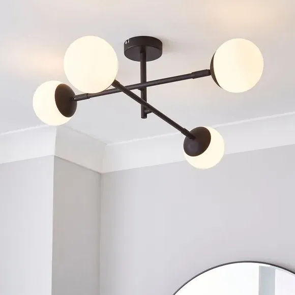 4-Light Semi Flush Ceiling Light - Black image