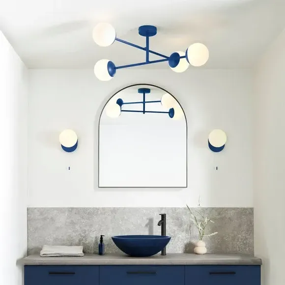 4-Light Semi Flush Ceiling Light - Blue