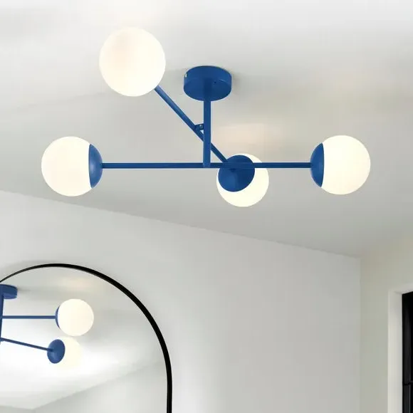 4-Light Semi Flush Ceiling Light - Blue