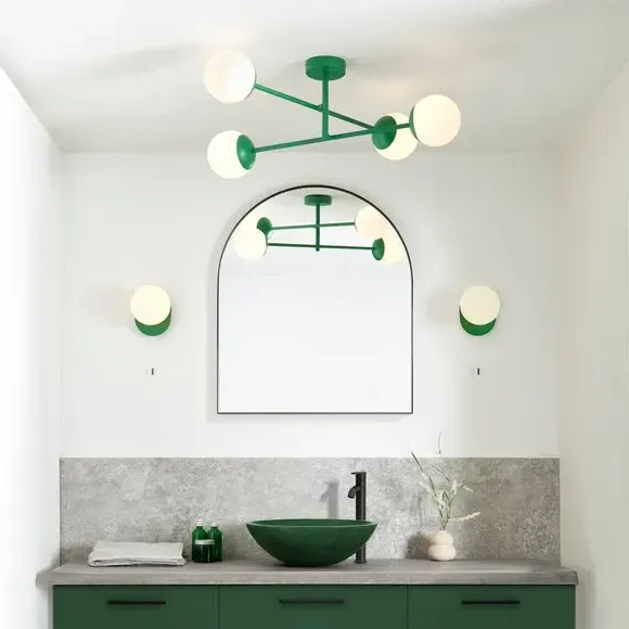 4-Light Semi Flush Ceiling Light - Green