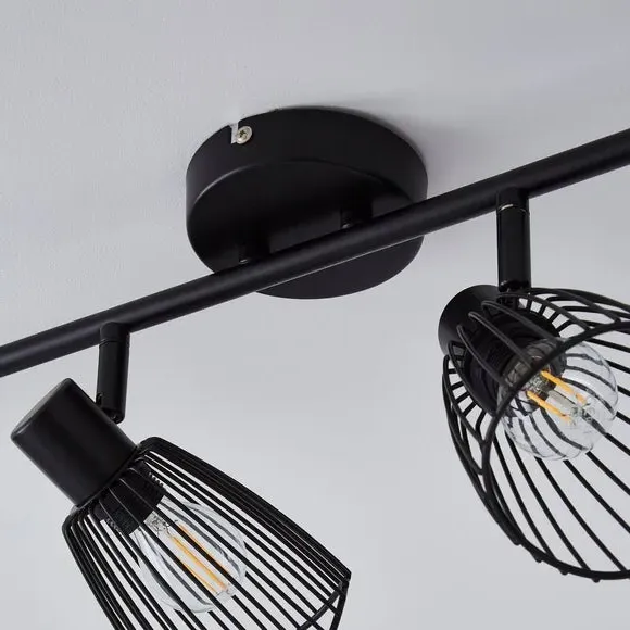 4-Light Semi Flush Spotlight Bar - Black, Metal