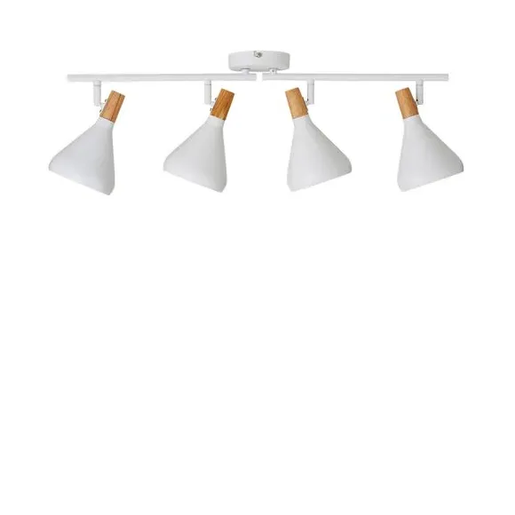 4-Light Semi Flush Spotlight Bar - White, Wood