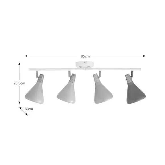 4-Light Semi Flush Spotlight Bar - Wood Effect