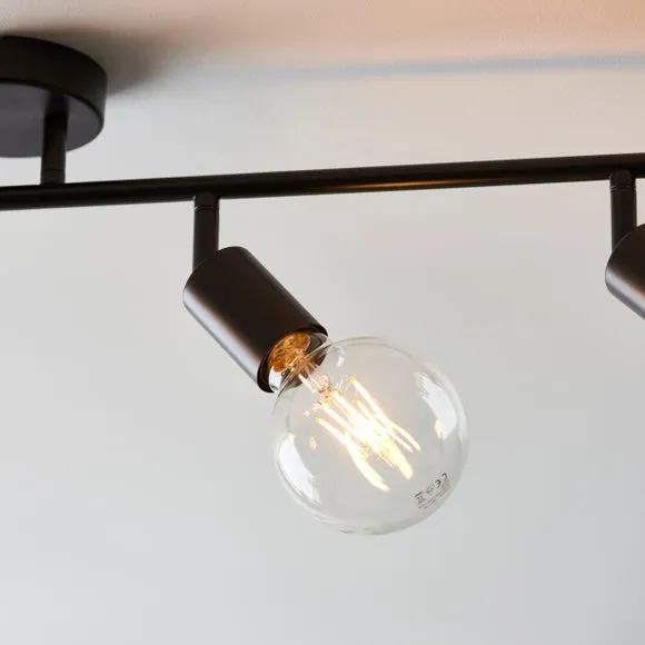 4-Light Spotlight Bar Semi Flush - Black, Metal