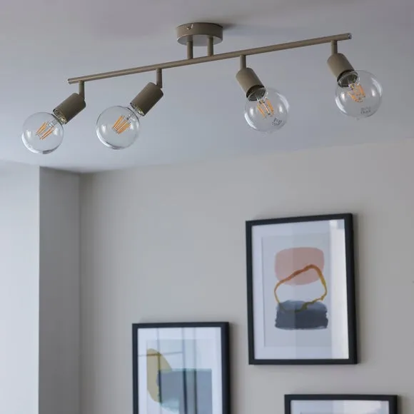 4-Light Spotlight Bar Semi Flush - Grey, Metal