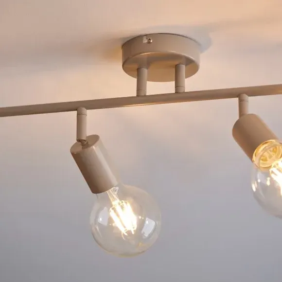 4-Light Spotlight Bar Semi Flush - Grey, Metal