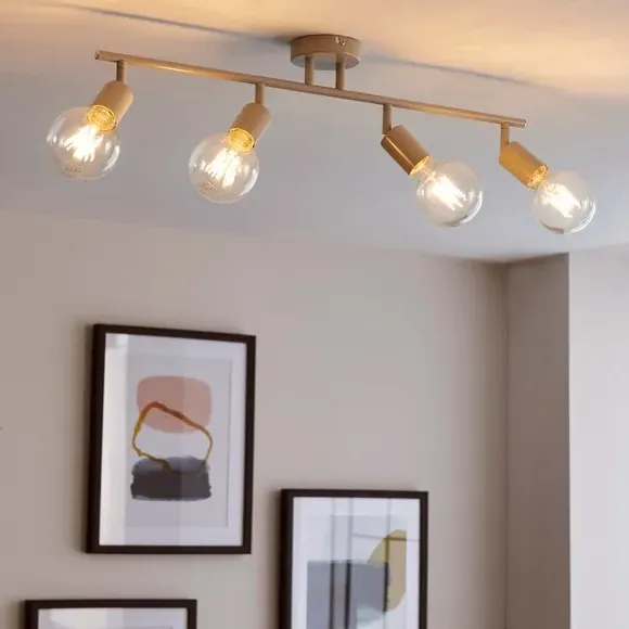 4-Light Spotlight Bar Semi Flush - Grey, Metal