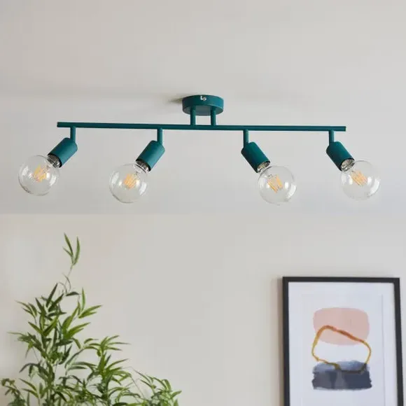 4-Light Spotlight Bar Semi Flush - Teal, Metal