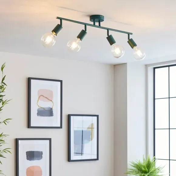 4-Light Spotlight Bar Semi Flush - Teal, Metal