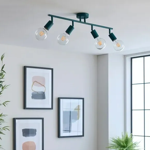 4-Light Spotlight Bar Semi Flush - Teal, Metal
