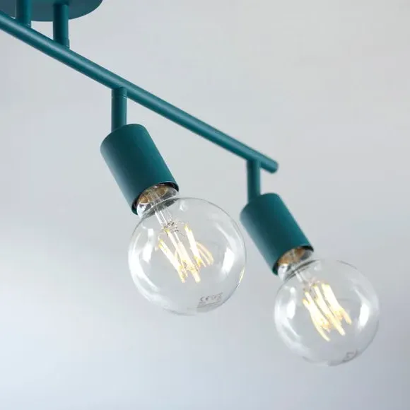 4-Light Spotlight Bar Semi Flush - Teal, Metal