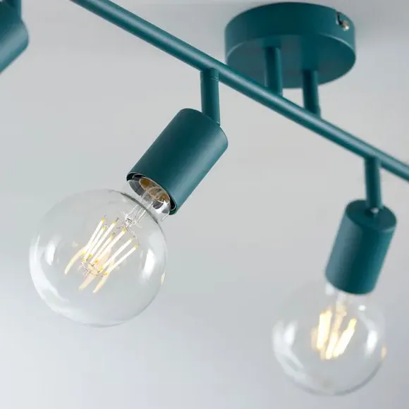 4-Light Spotlight Bar Semi Flush - Teal, Metal