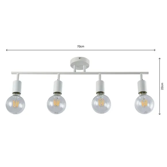 4-Light Spotlight Bar Semi Flush - White, Metal