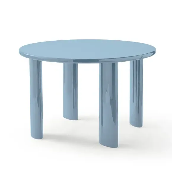 4-Seater Round Dining Table - Blue, High Gloss