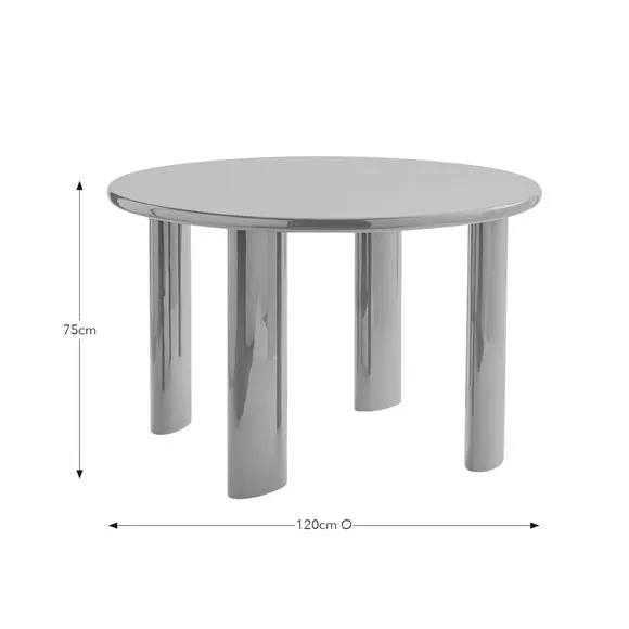 4-Seater Round Dining Table - Blue, High Gloss