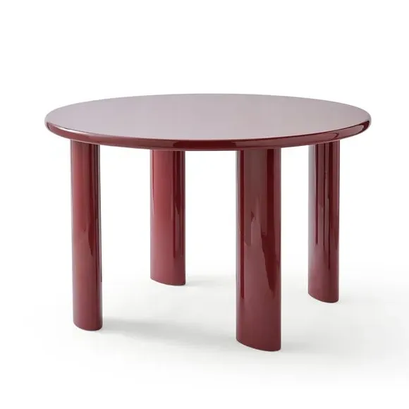 4-Seater Round Dining Table - Burgundy, High Gloss