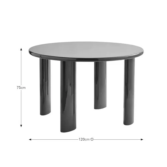 4-Seater Round Dining Table - Burgundy, High Gloss