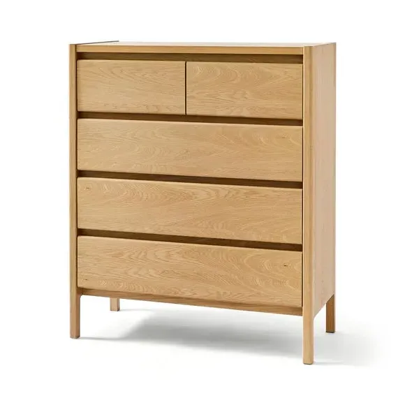 5-Drawer Chest with Curved Legs - Oak