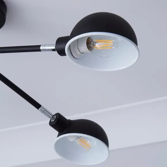 5-Light Semi Flush Ceiling Light - Black, Steel