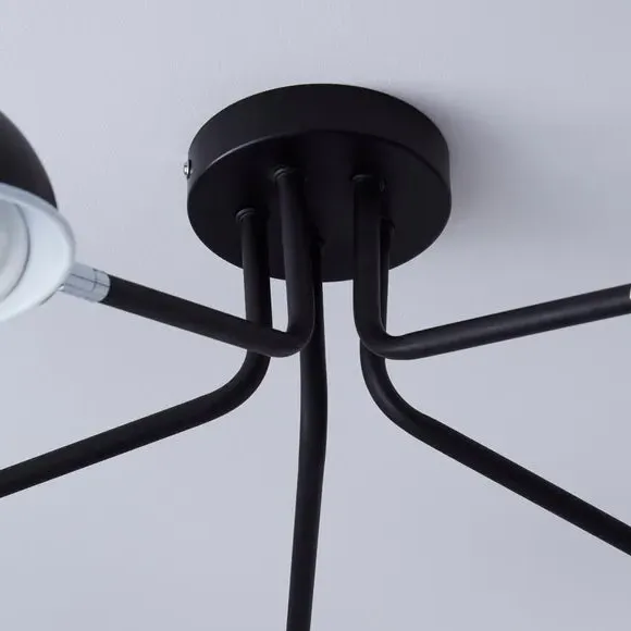 5-Light Semi Flush Ceiling Light - Black, Steel