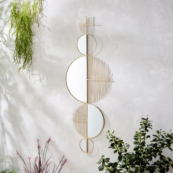5-Piece Wall Art with Mirrors - Gold