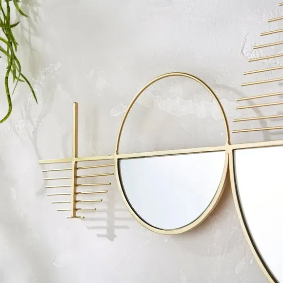 5-Piece Wall Art with Mirrors - Gold