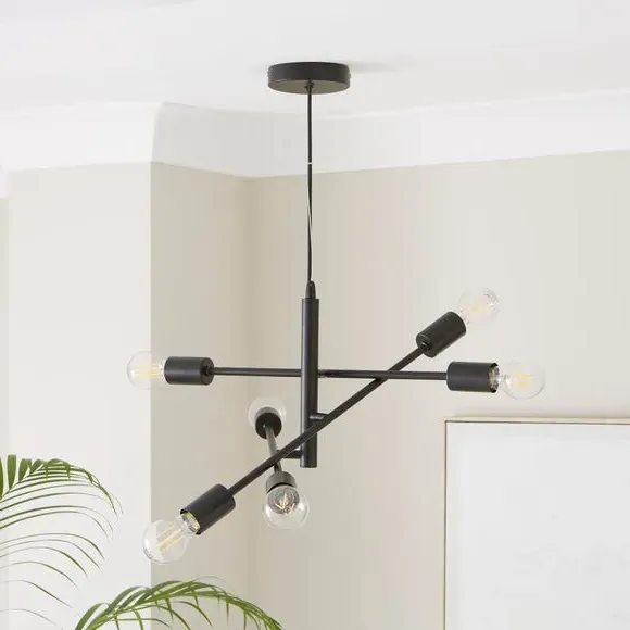 6-Light Semi Flush Ceiling Light - Black