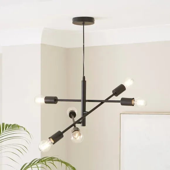 6-Light Semi Flush Ceiling Light - Black