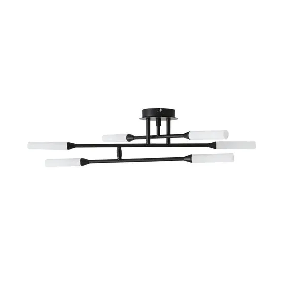 6 Light Semi Flush Ceiling Light - Black, Steel