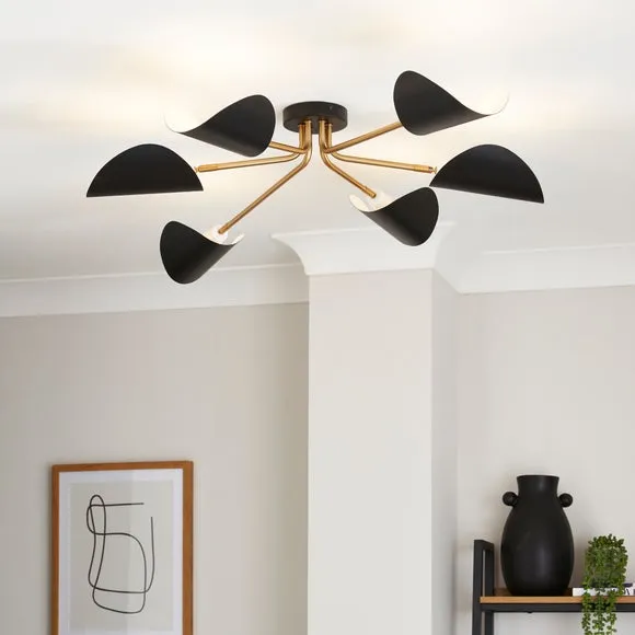 6-Light Semi Flush Ceiling Light - Black image