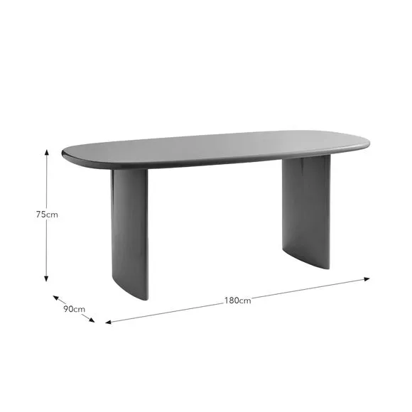 6-Seater Oval Dining Table - Emerald, High Gloss