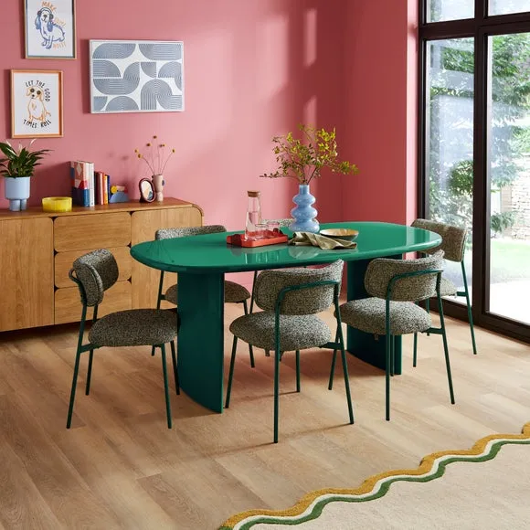 6-Seater Oval Dining Table - Emerald, High Gloss image