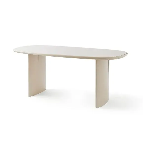6-Seater Oval Dining Table - Mushroom, High Gloss